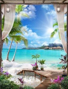 کاشی سه بعدی طرح منظره از خانه شیک